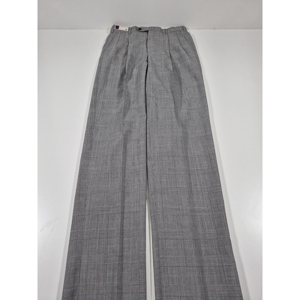 VTG Racquet Club Dress Pants Mens 32x36 Gray Plaid Wool Pleated Classic Formal